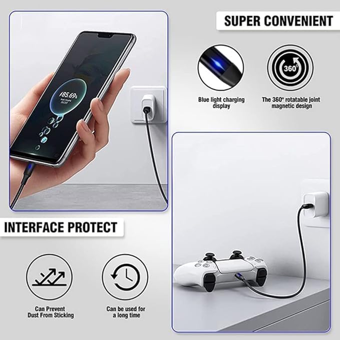 3-in-1 Magnetic Charging Cable | 3A Fast Charge | Micro USB, Type C & iProduct Compatible