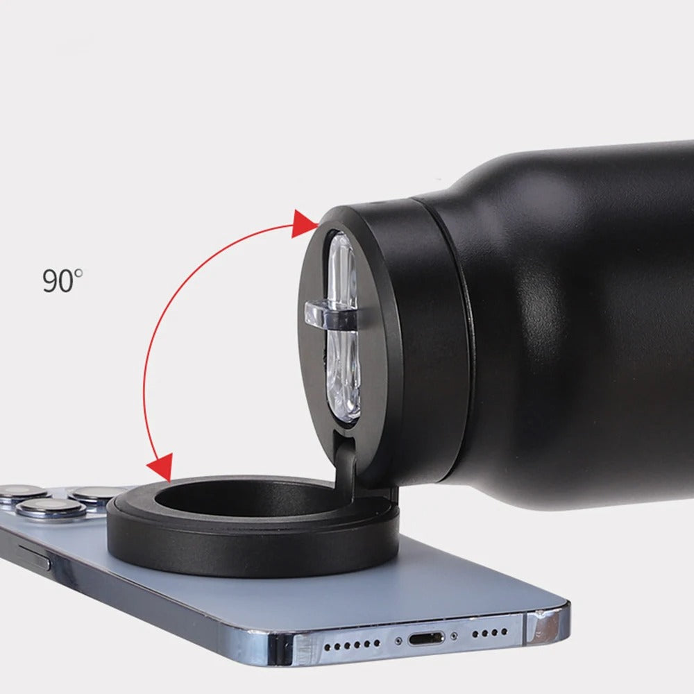 Stainless Steel Magnetic Vacuum Flask | Sports Water Bottle & Phone Holder | Outdoor Thermal Insulation Cup | Portable & Versatile Design