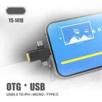 3-in-1 OTG Adapter – USB 3.0 High-Speed Hub with SD/TF Card Reader & Charging Port | Universal Connector for Smartphones, Tablets, Laptops & More
