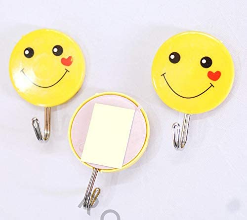 Wall Hanging Hook Set | 9-Piece Emoji Face Adhesive Hooks with Strong Poster Adhesive