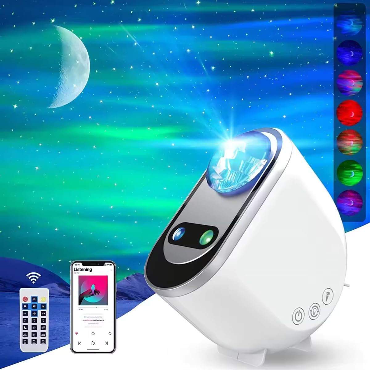 Galaxy Star Projector – 3-in-1 Aurora Borealis LED Light Projector with Bluetooth Speaker, White Noise, and Customizable Lighting Modes