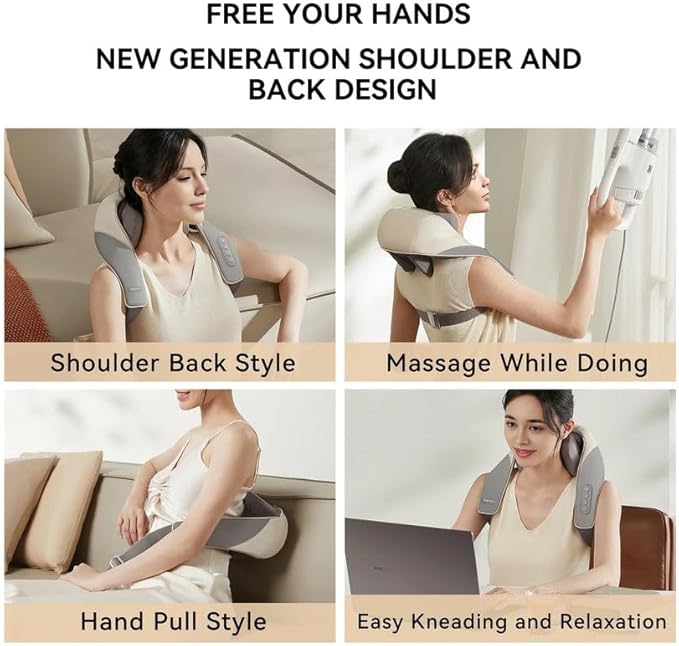 Wireless Back Muscle Relaxing Massage Pillow – Portable Neck, Shoulder, and Back Massager for Pain Relief
