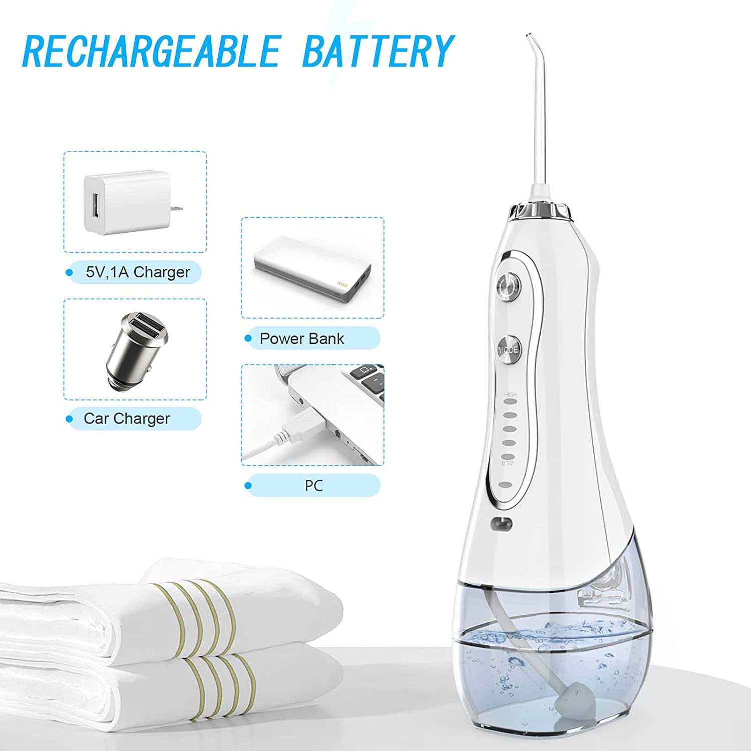 Portable Dental Water Flosser | 300ml Advanced Oral Care Device in White Edition