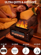 Wood Grain Fireplace Diffuser | Simulated Flame Aroma Diffuser with 7-Color LED | Silent Humidifier with Auto Shut-Off for Bedroom & Living Room