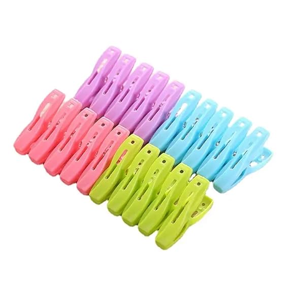 Plastic Clothes Pins Laundry Clips | 40 Colorful Clothespins with Storage Bag | Small 2-Inch Clothespins for Clothes Drying