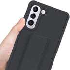 Slim Protective Case for Samsung Galaxy S21-S24 Plus | Leather Hand Strap & Kickstand | Black