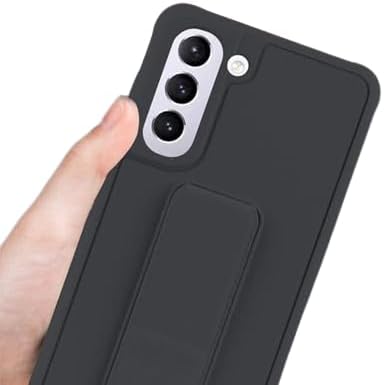 Slim Protective Case for Samsung Galaxy S21-S24 Plus | Leather Hand Strap & Kickstand | Black