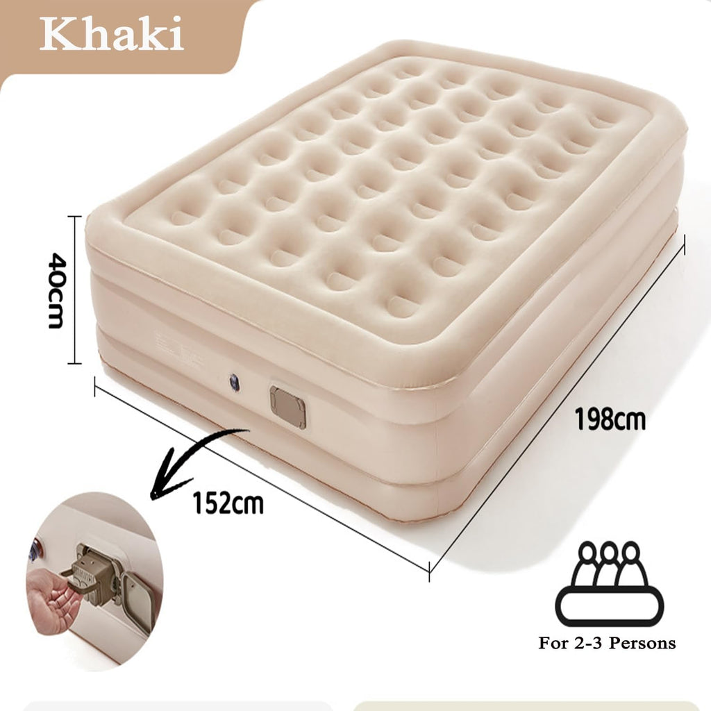 Queen Air Mattress with Built-in Pump | Inflatable Camping & Guest Bed
