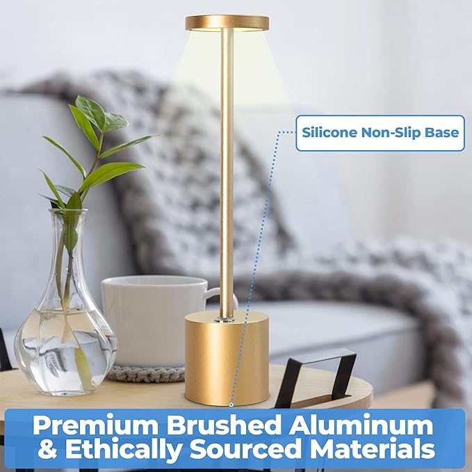 Cordless LED Table Lamp – Rechargeable, Minimalist, 3-Level Dimming for Home & Office