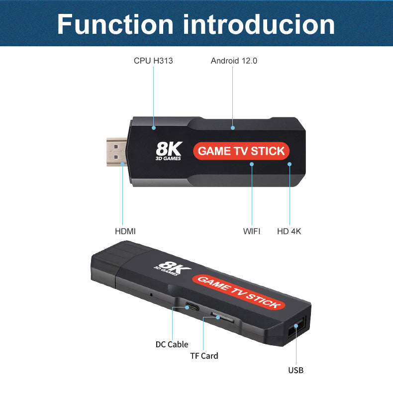Q9 Video Game Stick | Android 5G 8K TV Box Dual System | 2.4G Dual Wireless Controllers | Gaming & Entertainment Hub