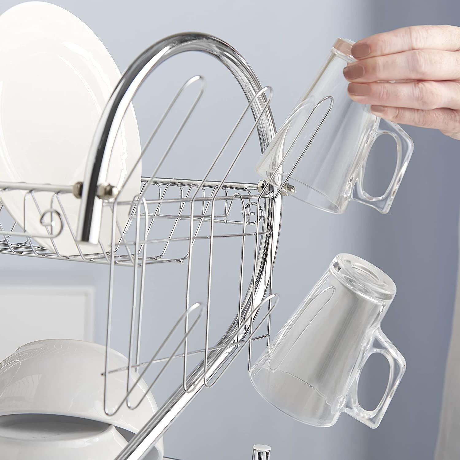 New Arrival 2-Layer Kitchen Dish Rack | Stainless Steel Dish Drainer & Plate Holder with Utensil Organizer