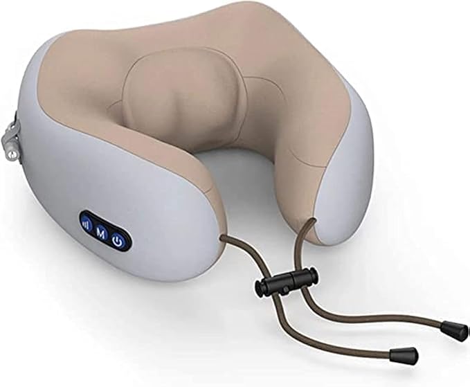 Neck U-Shaped Vibrating Travel Massage Pillow | Ultimate Comfort & Relaxation | Portable for Travel & Home Use