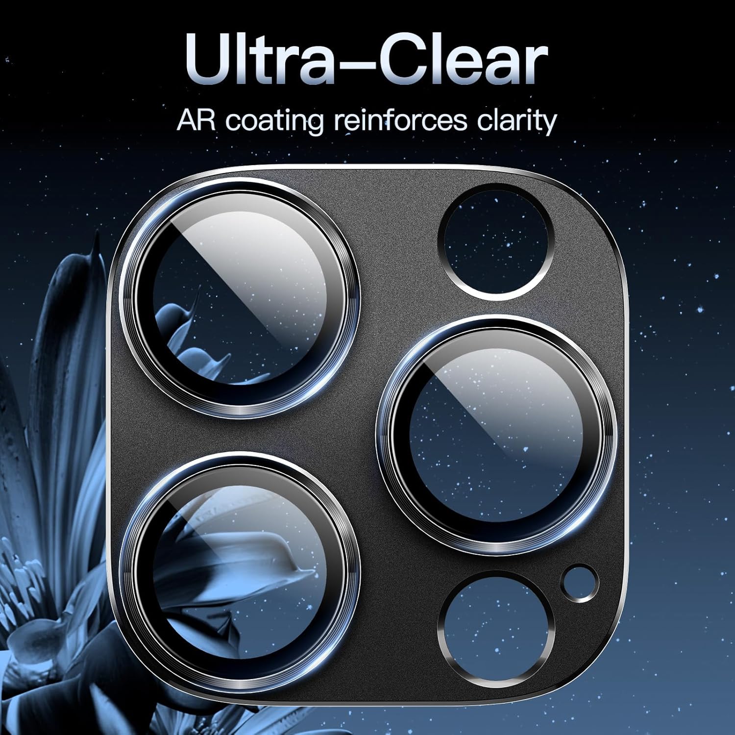 Camera Lens Protector for iPhone 16 Pro/Pro Max | 9H Tempered Glass with Matte Metal Plate