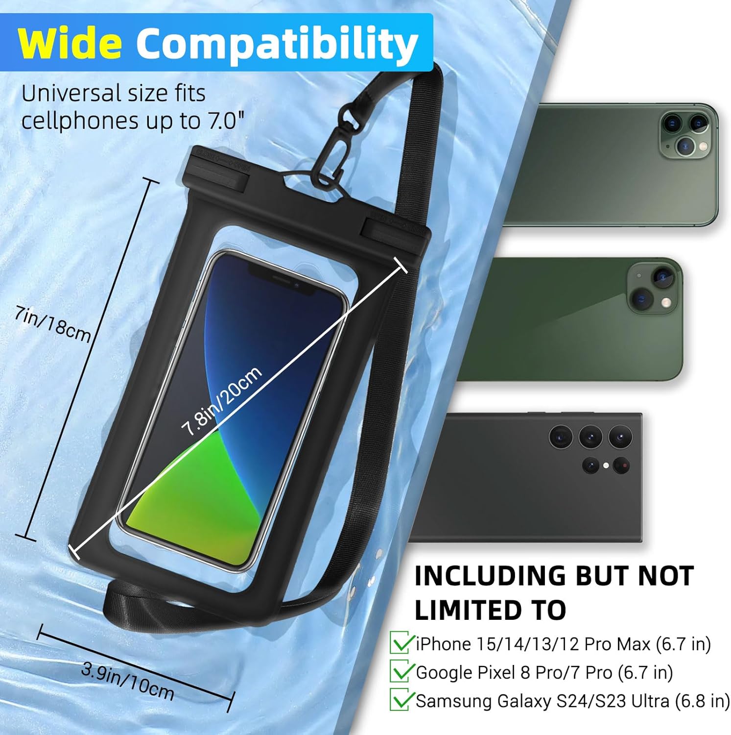 Waterproof Phone Pouch | IPX8 Waterproof Cell Phone Case | Universal Dry Bag for All Mobile Phones | Essential for Beach, Water Sports, & Outdoor Activities