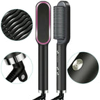 Multifunctional Hair Straightener Brush | Heating Curler, Straightener & Styler Comb for Hair & Beard | Fast Heating Straightening Iron