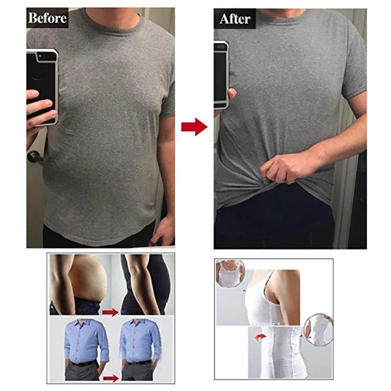 Men’s Slimming Body Shaper Compression Shirt | Abdomen Slimming Vest | Tummy Control Waist Shaper | Breathable and Comfortable | Muscle Support Shaping Tee