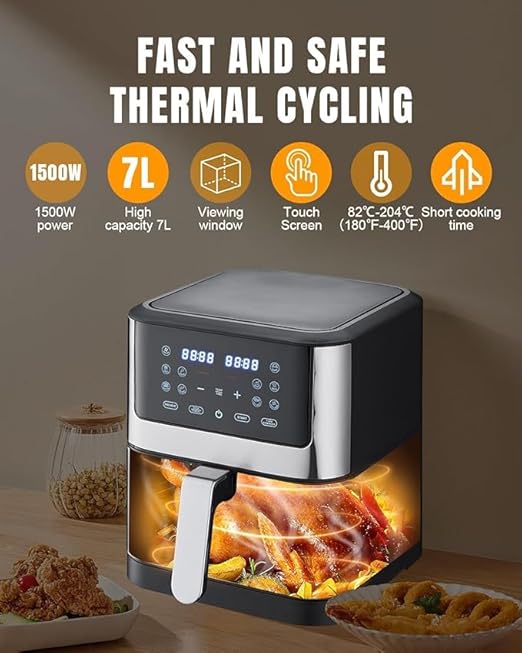 Smart Air Fryer – 1500W with Visible Cooking Window, Removable Basket & Precise Timer/Temp Control