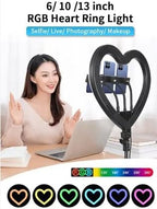 JM26-10 Heart-Shaped RGB LED Ring Light – Elegant, Flexible Lighting for Photography & Video