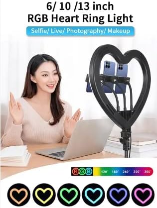 JM26-10 Heart-Shaped RGB LED Ring Light – Elegant, Flexible Lighting for Photography & Video