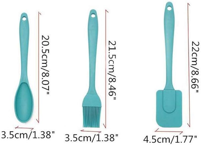 3-Piece Silicone Cooking Utensil Set | Spatula, Spoon & Brush | Heat Resistant for Baking & Cooking
