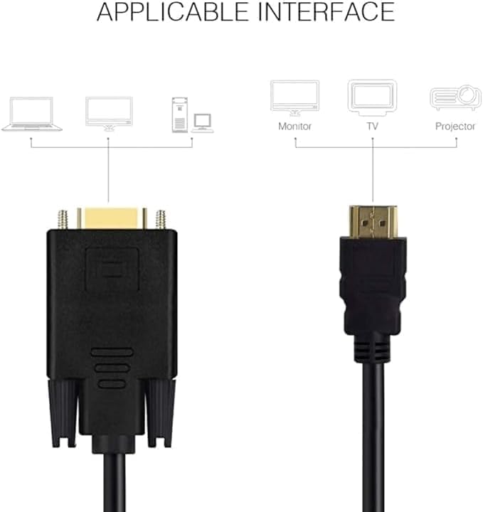 1.5 Meter WGL HDMI Male to VGA Male Video Converter Adapter Cable | Connect LCD TV, Projector, Digital Camera, DVD | 1PC | Seamless Video Transmission
