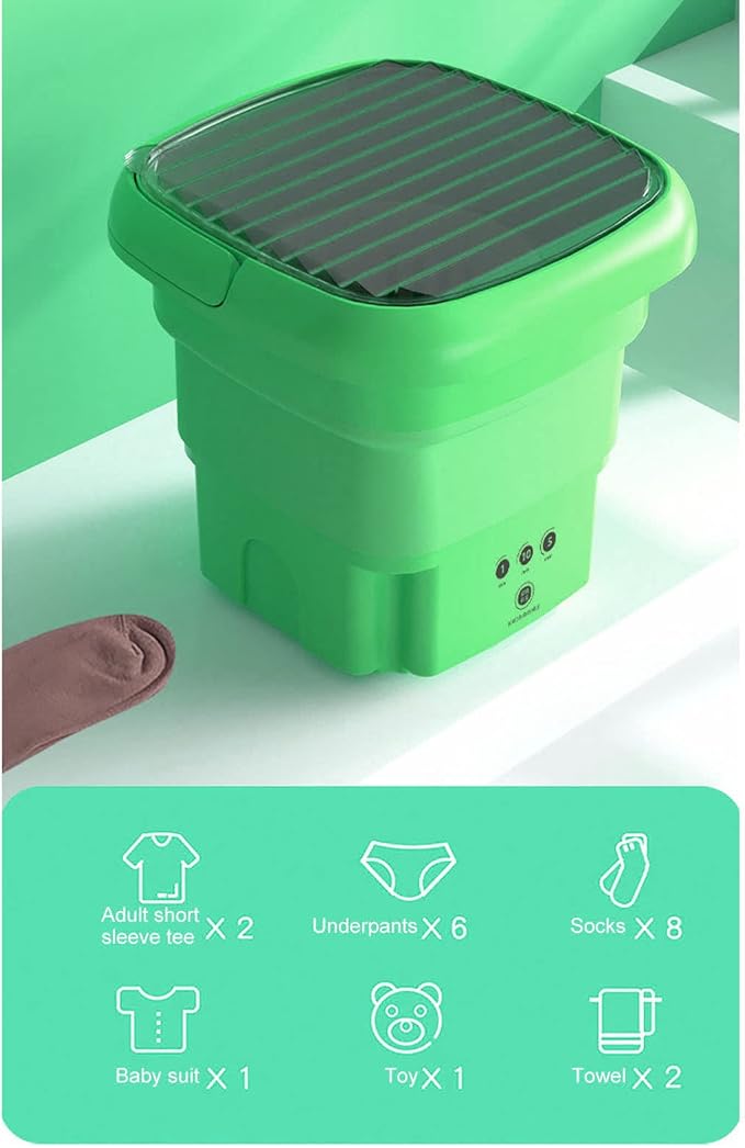 Portable Washing Machine | Mini Foldable Washer & Dryer Combo with Soft Spin Dry
