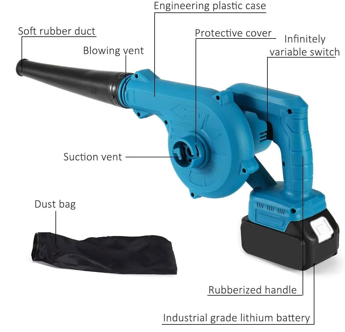 Cordless Leaf Blower | 21V 2-in-1 Blower Vacuum | Lightweight, Battery-Powered Handheld Air Blower for Leaves, Debris, and Dust Removal