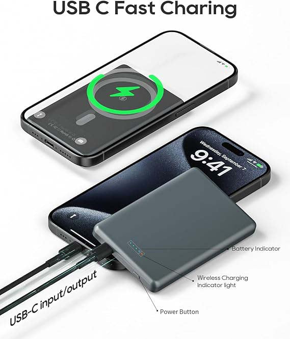 MagSafe External Battery – 5000mAh Magnetic Wireless Portable Charger with Fast Charging Technology
