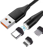 3-in-1 Magnetic Charging Cable | 3A Fast Charge | Micro USB, Type C & iProduct Compatible