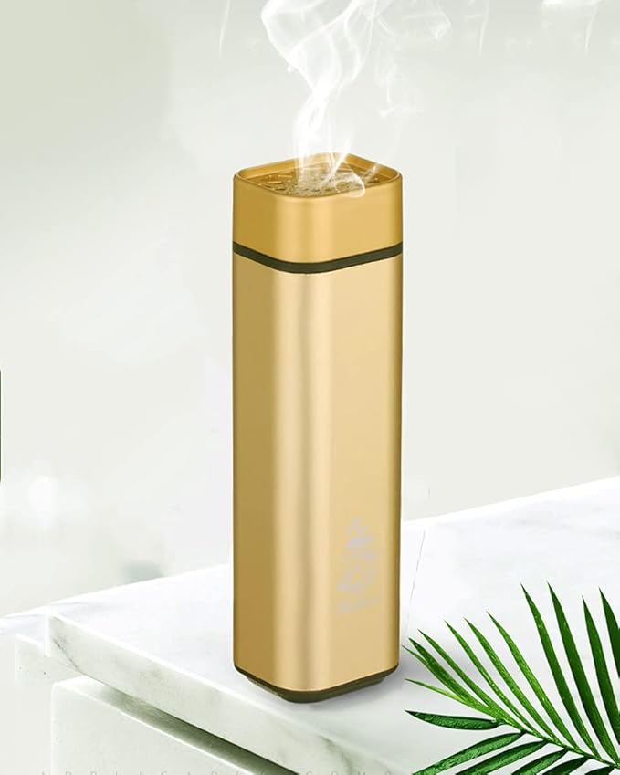 Rechargeable USB Electric Bakhoor Burner (Gold) | Portable Oud Incense Burner | Stylish & Functional Home Accessory