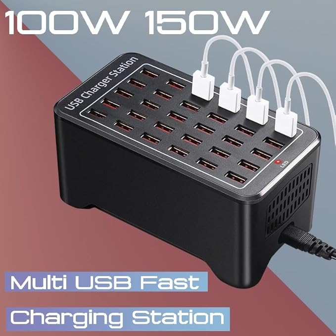 30-Port USB Charging Hub – 150W High-Speed Multi-Device Charger for Smartphones, Tablets, and More