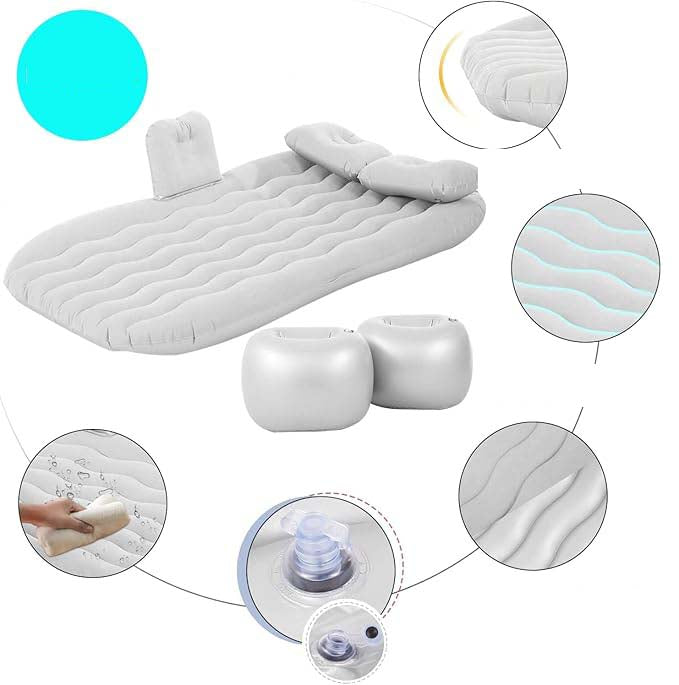 Car Air Mattress | Portable Inflatable Camping & Travel Bed | Comfortable Resting Mat for Car Backseat | Easy to Inflate & Store