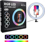 MJ38 RGB 25W Soft Ring Light | 38cm USB-Powered Light with Adjustable Tripod & Smartphone Stand | Ideal for Live Streaming & Content Creation