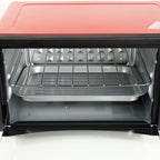 Multi-Function Electric Oven | 12L Mini Air Fryer Chicken Oven | Portable Tabletop Baking Oven with Bakeware & Rack | Stylish Red Compact Cake Oven