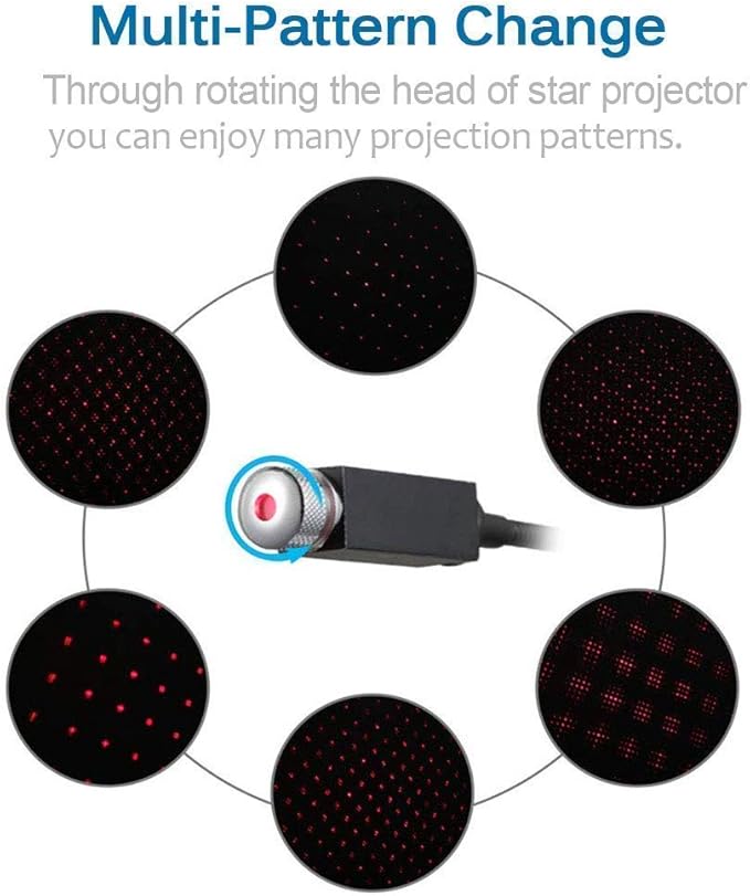 Portable Rotating Star Atmosphere Projector | USB Night Light Lamp for Car, Home, and Party Décor