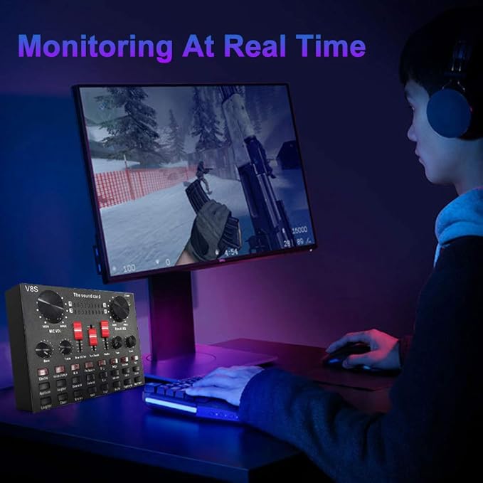 V8S Live Streaming Sound Adapter – High-Quality Audio Interface for Phones and Lap Microphones