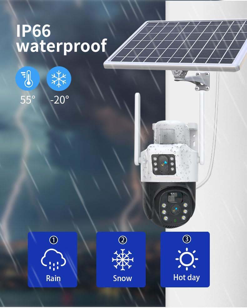 4G LTE Solar Battery Outdoor Camera | HD 4MP | Full-Color Night Vision | Motion Alerts | Sound/Light Warning | IP66 Waterproof | Cloud/TF Card Storage