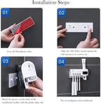 3-in-1 Intelligent Photosensitive Toothpaste Dispenser | Wall-Mounted USB Solar Rechargeable Toothbrush Holder (White)