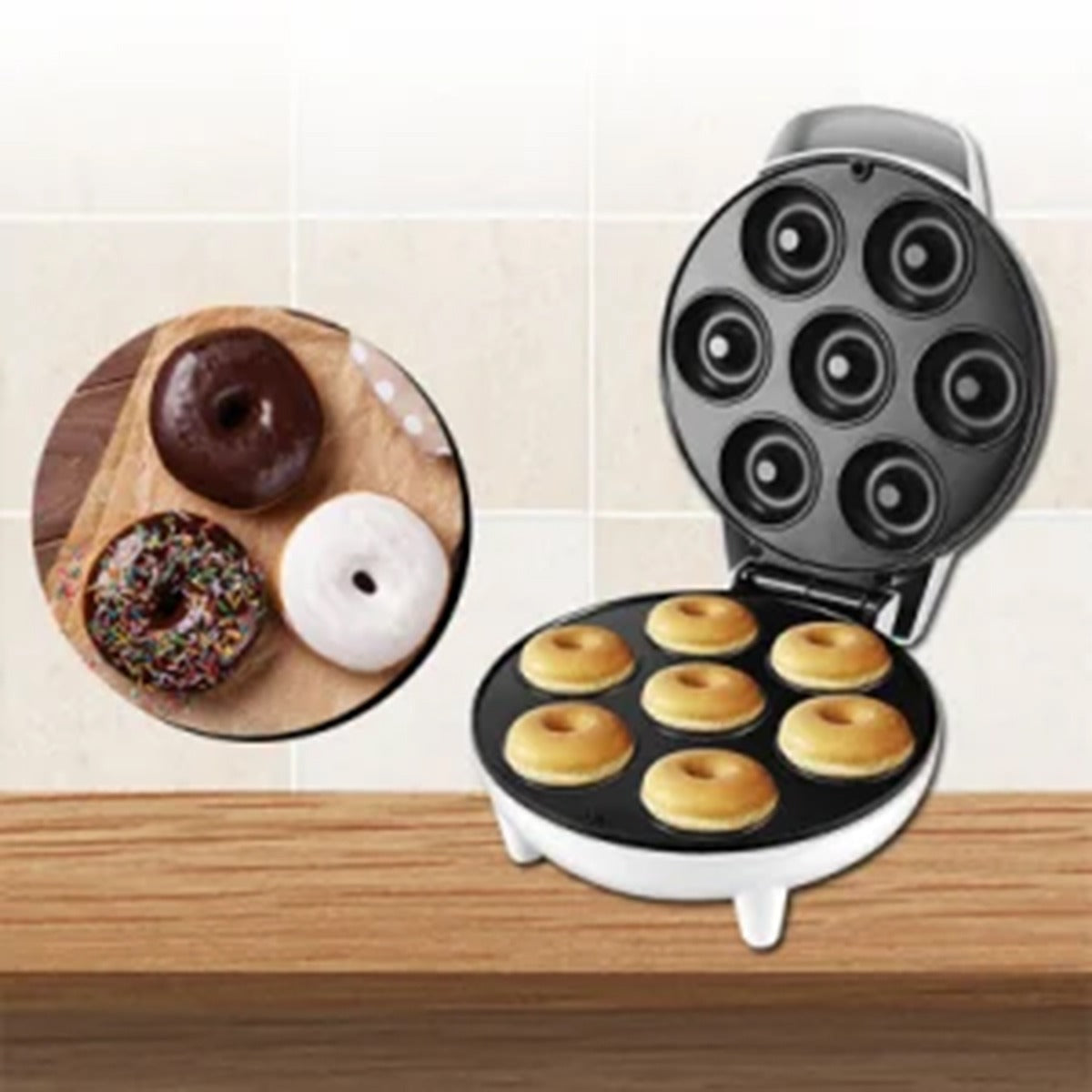 Household Electric Donut Maker | Double-Sided Heating Donut & Bread Machine with Non-Stick Cake Baking Pan | Easy-to-Use Breakfast Maker Oven for Homemade Donuts, Cakes, and Mini Bread
