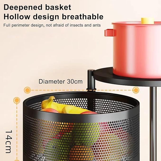 5-Tier Rotatable Storage Rack | Kitchen Fruit & Vegetable Basket with 360° Wheels