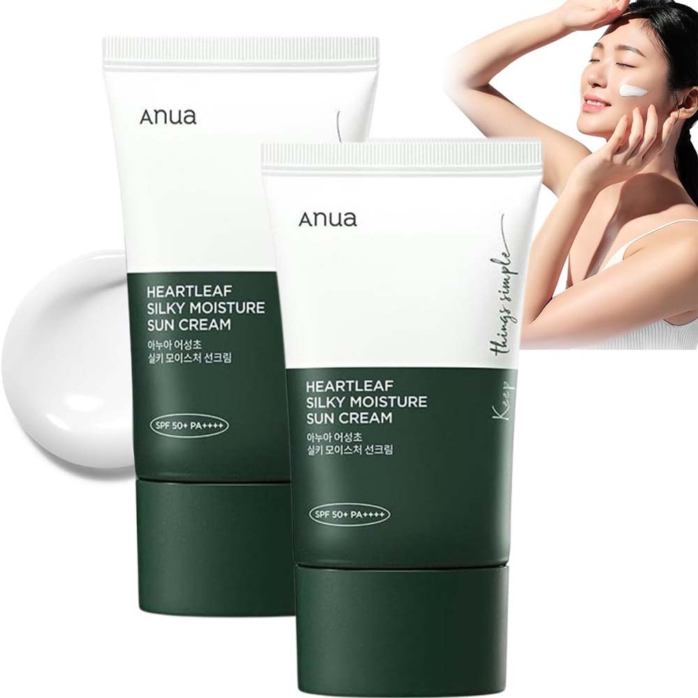 Anua Heartleaf Silky Moisture Sun Cream SPF 50+ PA++++ – Lightweight Hydrating Korean Sunscreen with Soothing Heartleaf Extract, 50ml