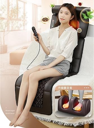 Full Body Massage Mat with Heat – 10 Vibrating Motors for Neck, Back, Waist, and Spine Relief | Vibration, Kneading, and Heat Therapy