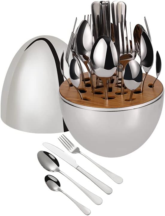 24-Piece Cutlery Set – Luxury Stainless Steel Scandinavian Style Tableware (Gold Finish)