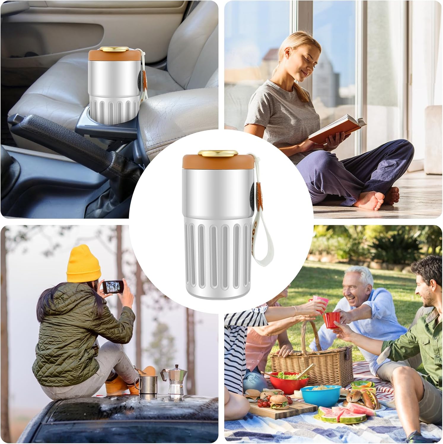 450ml Insulated Travel Coffee Mug with Temperature Display | Double-Walled Stainless Steel Thermos for Hot & Cold Drinks