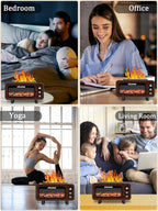 Wood Grain Fireplace Diffuser | Simulated Flame Aroma Diffuser with 7-Color LED | Silent Humidifier with Auto Shut-Off for Bedroom & Living Room
