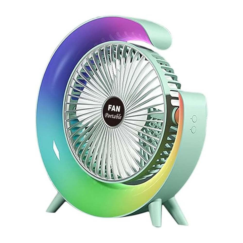 Compact USB Desk Fan – Quiet and Portable Cooling Fan with Built-In Light for Office, Bedroom, and Travel