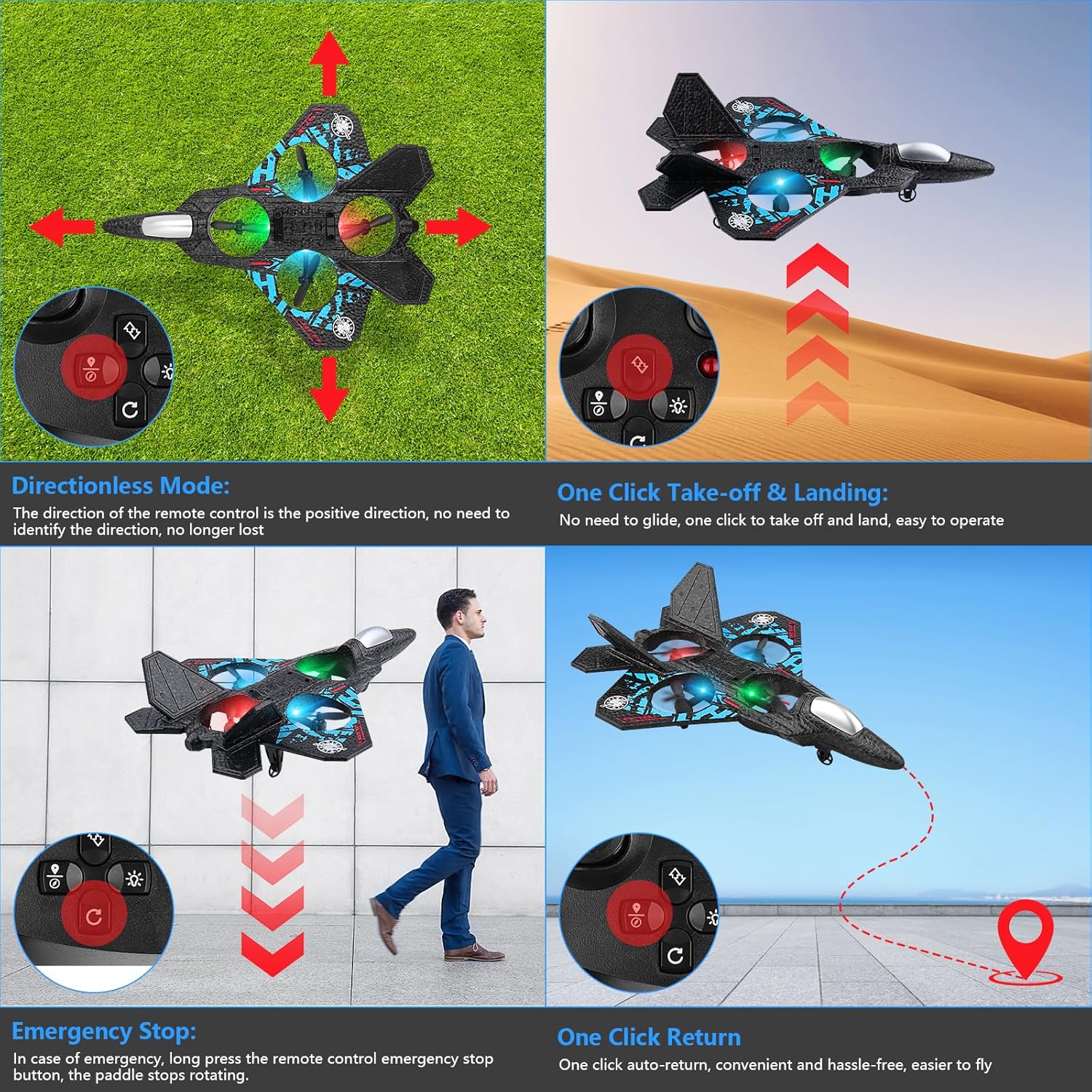 RC Aeroplane | 2.4GHz Remote-Controlled Fighter Plane with LED Lights