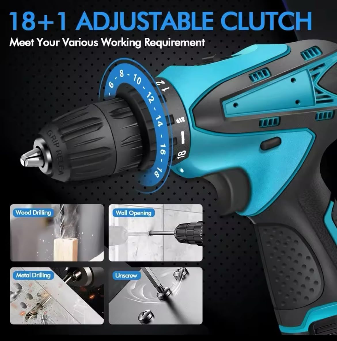 Cordless Drill Driver Set | Brushless Motor Screwdriver | 2 Lithium Batteries & Carry Box | Variable Speed Electric Drill for DIY, Home, and Professional Use