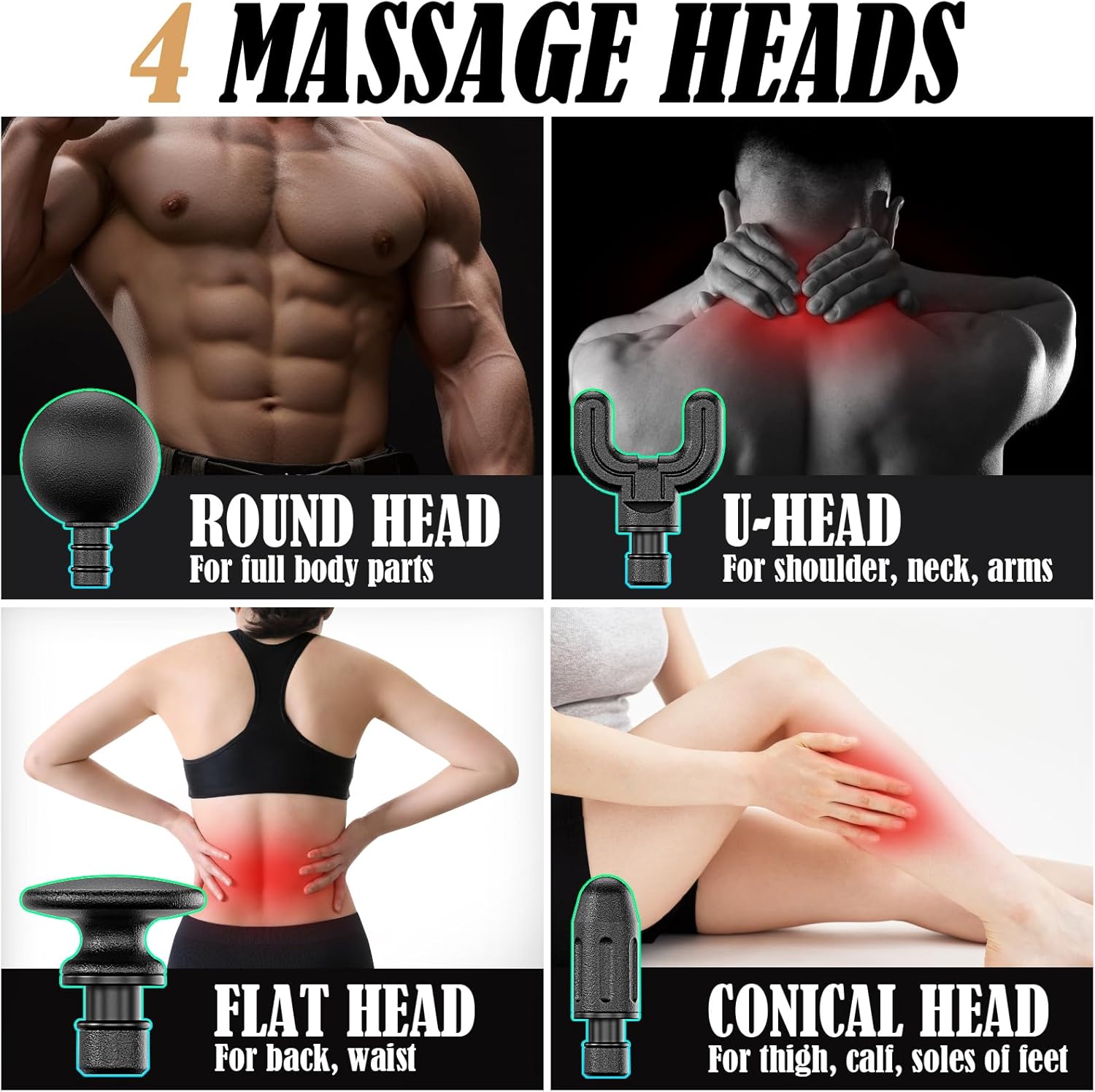 Extended Handle Massage Gun – Long Handheld Deep Tissue Massager for Full-Body Muscle Relief and Recovery