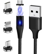 3-in-1 Magnetic Charging Cable | 3A Fast Charge | Micro USB, Type C & iProduct Compatible